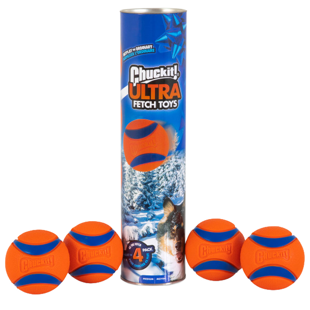 Chuckit! Holiday Ultra Ball Canister Set orange dog ball toy