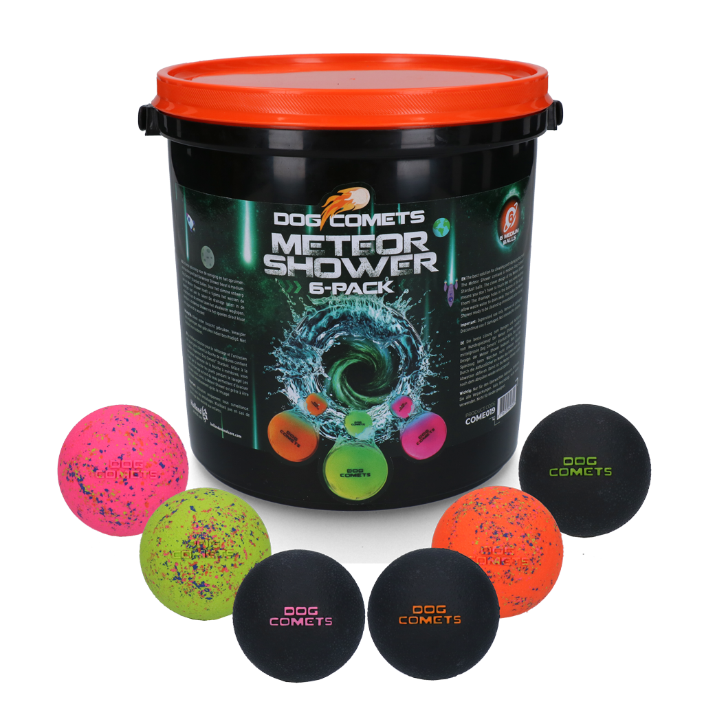 Dog Comets Meteor Shower dog toy bucket with Stardust balls