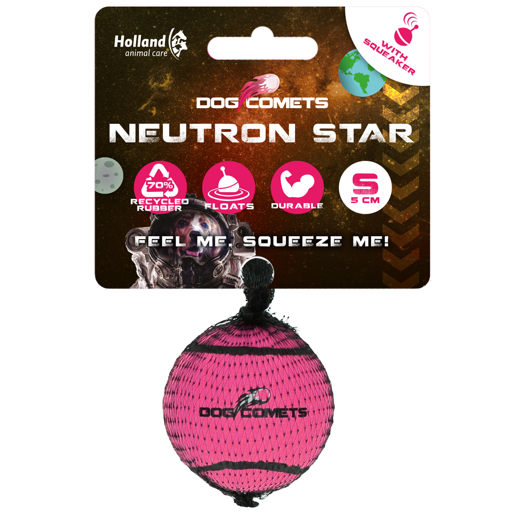 Dog Comets Neutron Star Tennis Ball With Squeaker S Pink - dog toy
