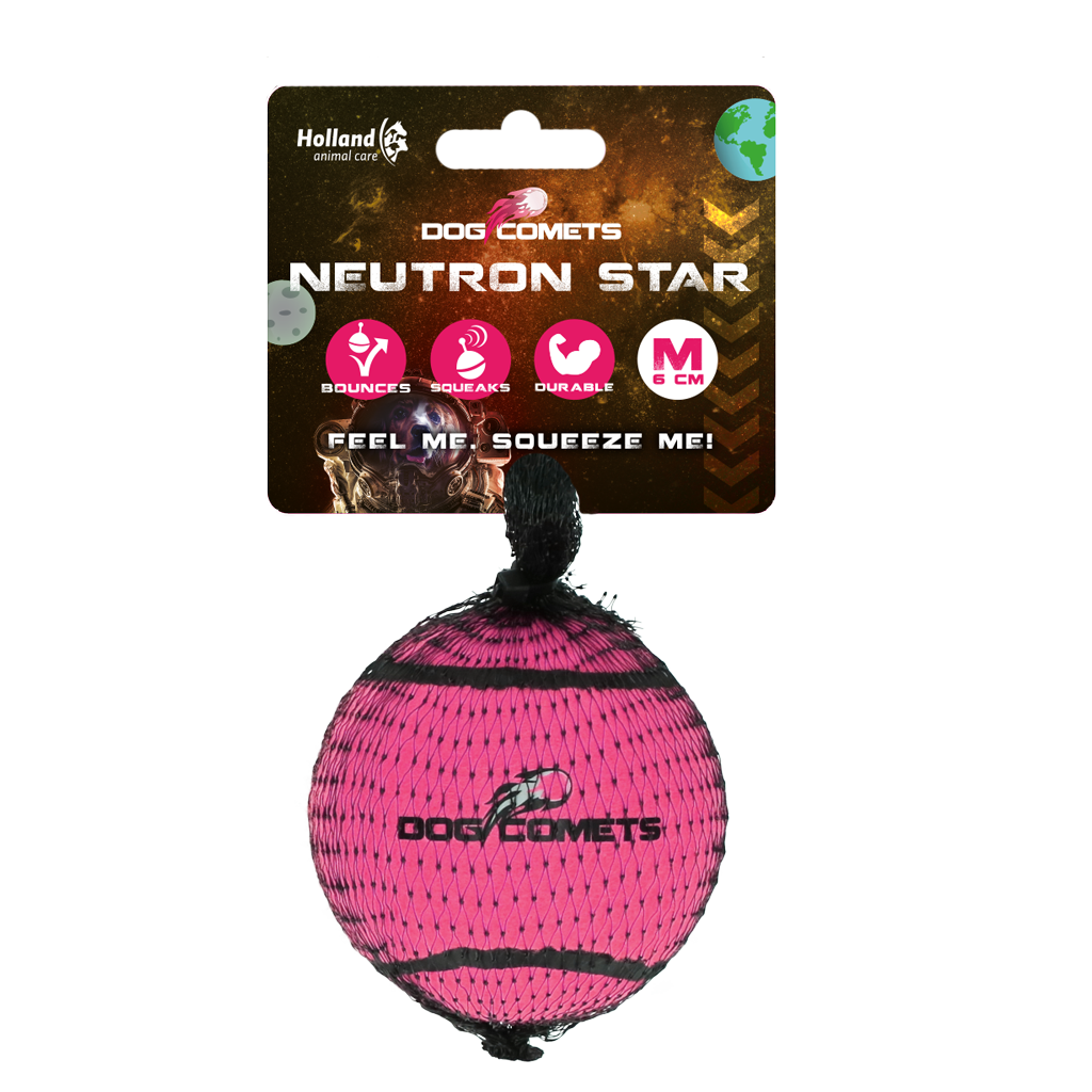 Dog Comets Neutron Star Tennis Ball With Squeaker M - Pink