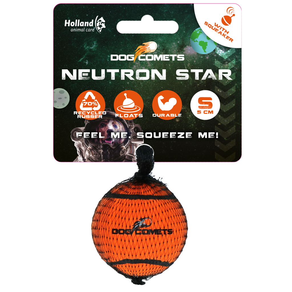 Dog Comets Neutron Star Tennis Ball With Squeaker S Orange - dog toy