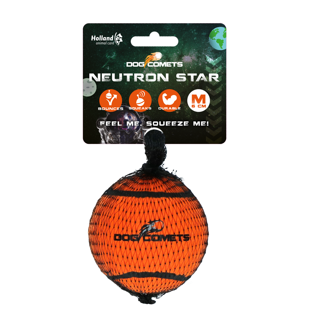 Dog Comets Neutron Star Tennis Ball With Squeaker M Orange - dog toy