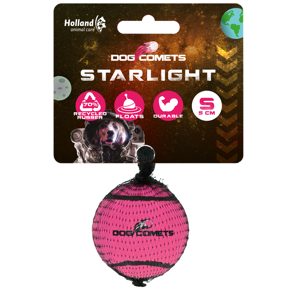 Dog Comets Starlight Tennis Ball S Pink - dog toy