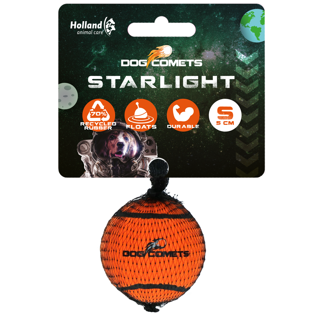 Dog Comets Starlight Tennis Ball S Orange - dog toy