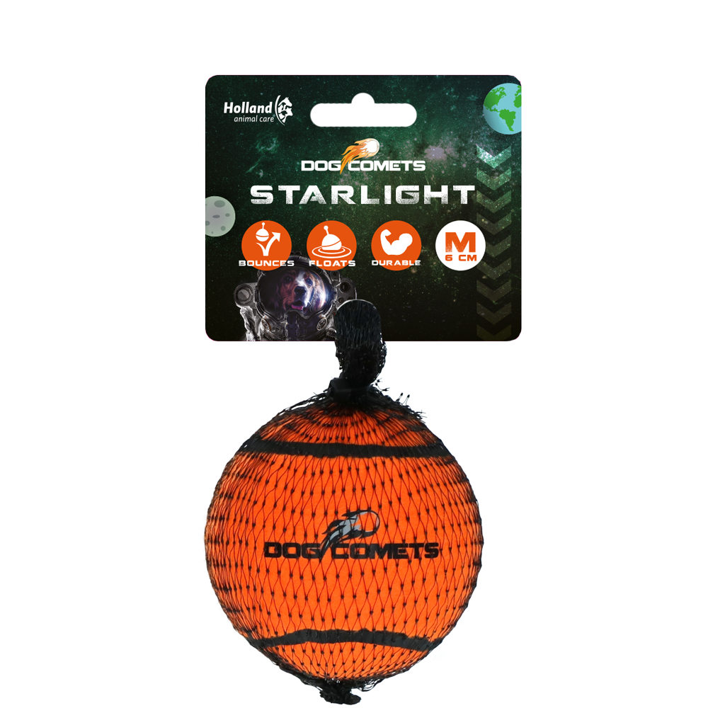 Dog Comets Starlight Tennis Ball M Orange - dog toy