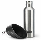 Trixie 750 ml stainless steel dog water bottle with detachable black bowl
