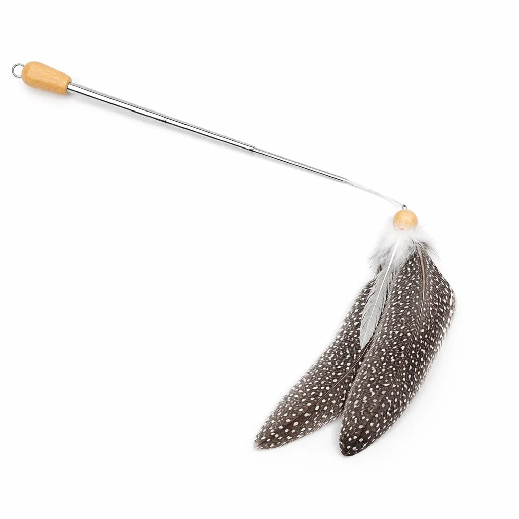 AFP Feather Teaser Wand wooden cat toy with feather attachment