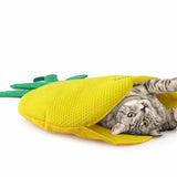 Cat playing inside AFP Green Rush pineapple play mat