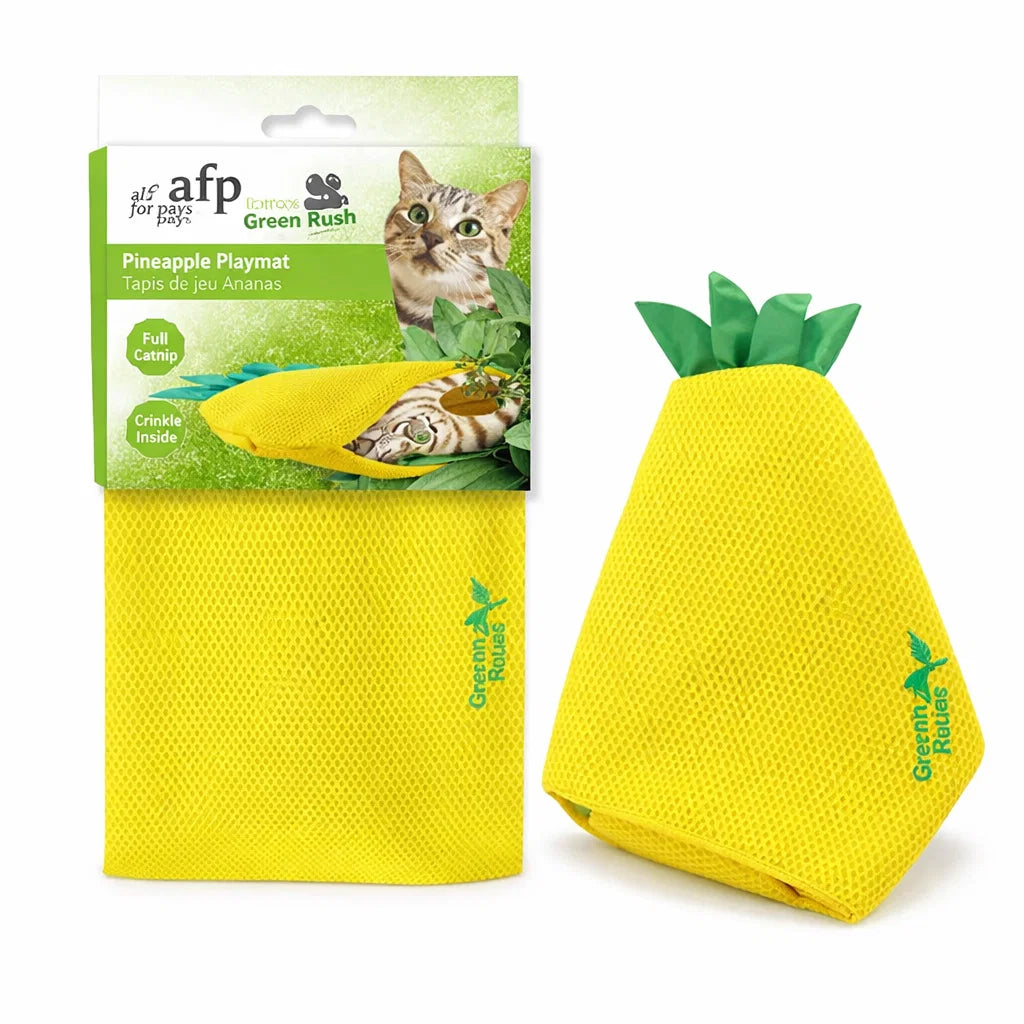 AFP Green Rush pineapple cat play mat showing double layer design