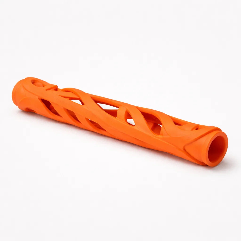 Orange Chuckit Breathe Right Fetch Stick on a clean studio background