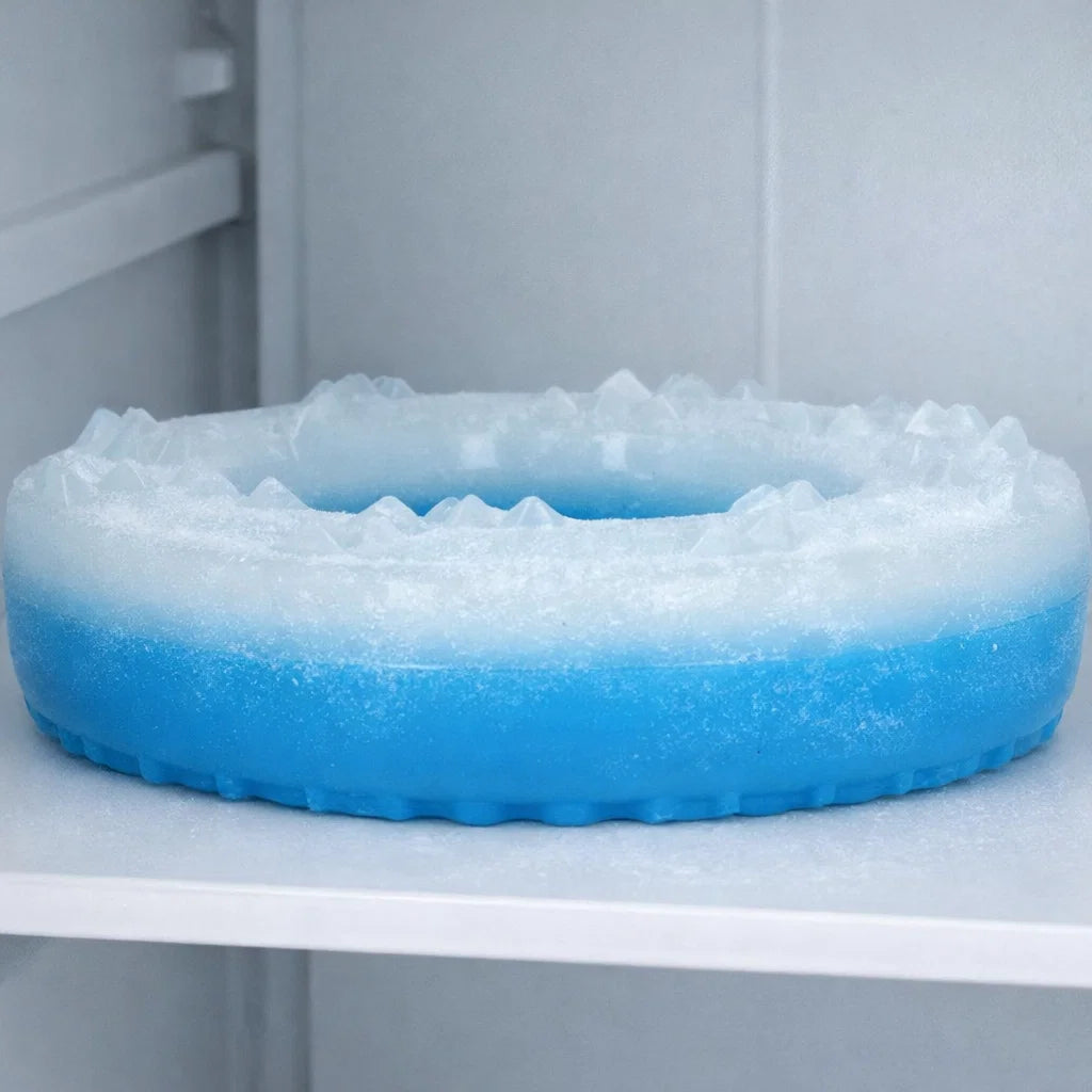 Close up detail of blue cooling ring texture and holes