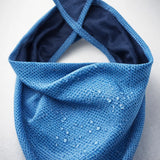 Close up of blue cooling bandana fabric texture for dogs