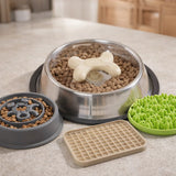 Dog slow feeding and enrichment bundle with bowl, slow feeder and lick mats