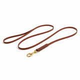 Premium brown leather show leash 270 cm full length