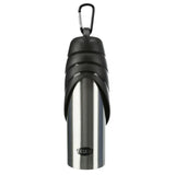 Front view of Trixie 750 ml stainless steel dog water bottle with carabiner